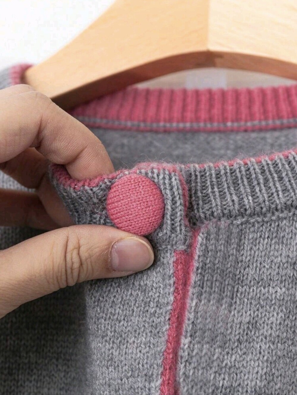 Colorblock Loose Fit Crew Neck Sweater Cardigan Autumn Clothing For Women Office - Picture 5 of 7